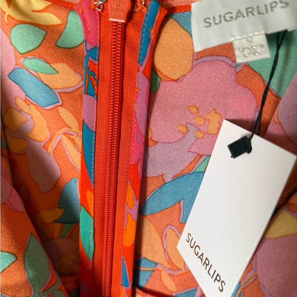 Sugarlips Strapless Floral Romper in Bright Pink Multi - Picture 5 of 7
